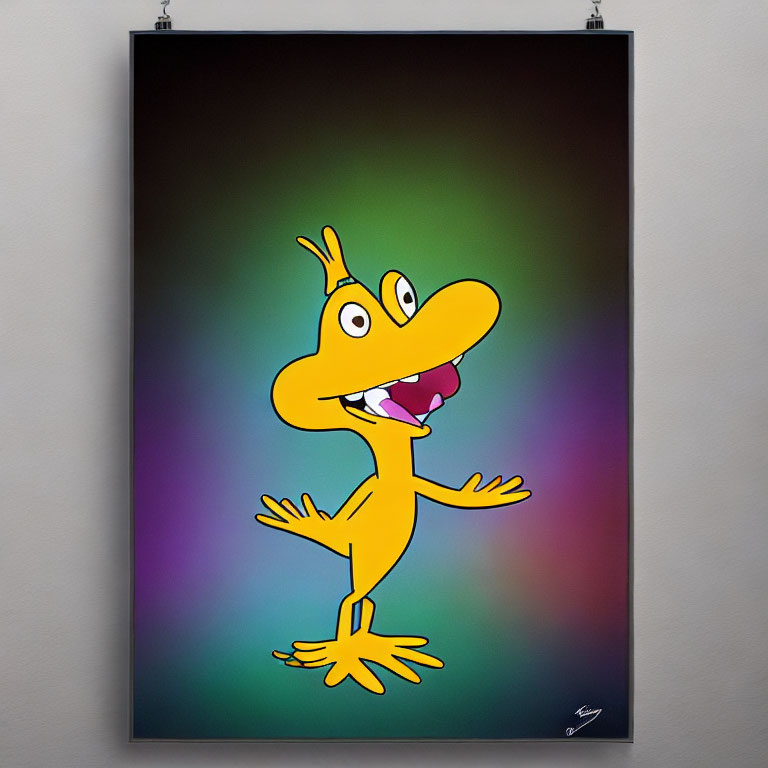 Colorful Cartoon Duck Poster on Gradient Background