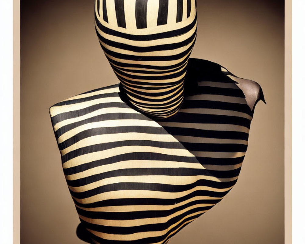 Illusion of a striped person against brown background