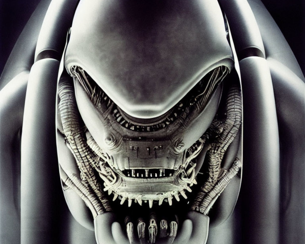 Detailed Close-Up of Alien Xenomorph Head and Inner Jaw