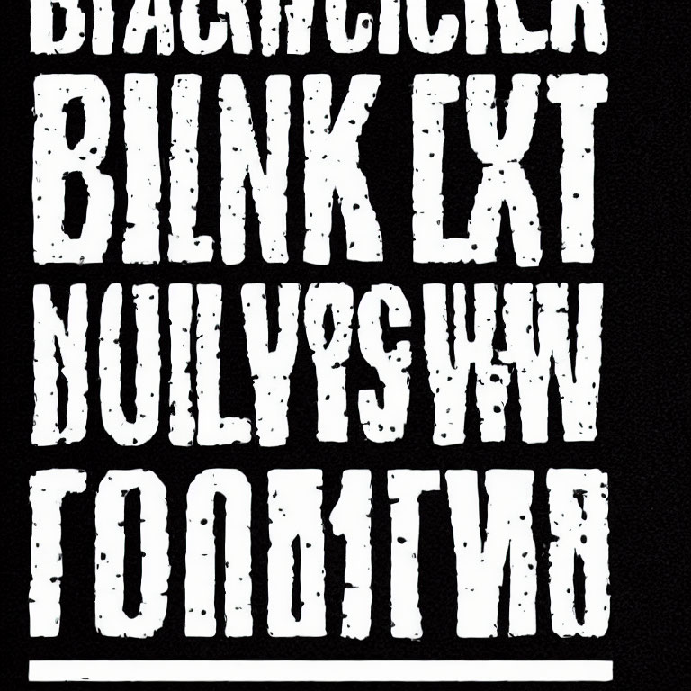 Abstract black and white letter blocks in distorted eye chart style