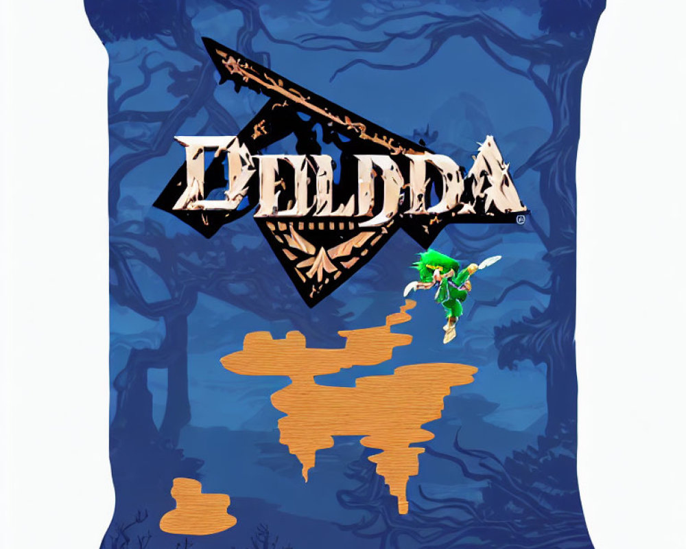 Blue Chip Bag with Distressed "Zelda" Logo & Link Illustration