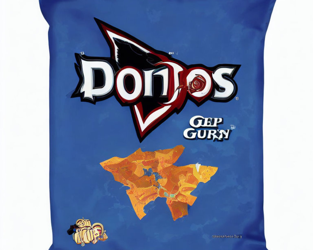 Blue Doritos Bag with "Get Corny" Logo and Corn Chips Illustration