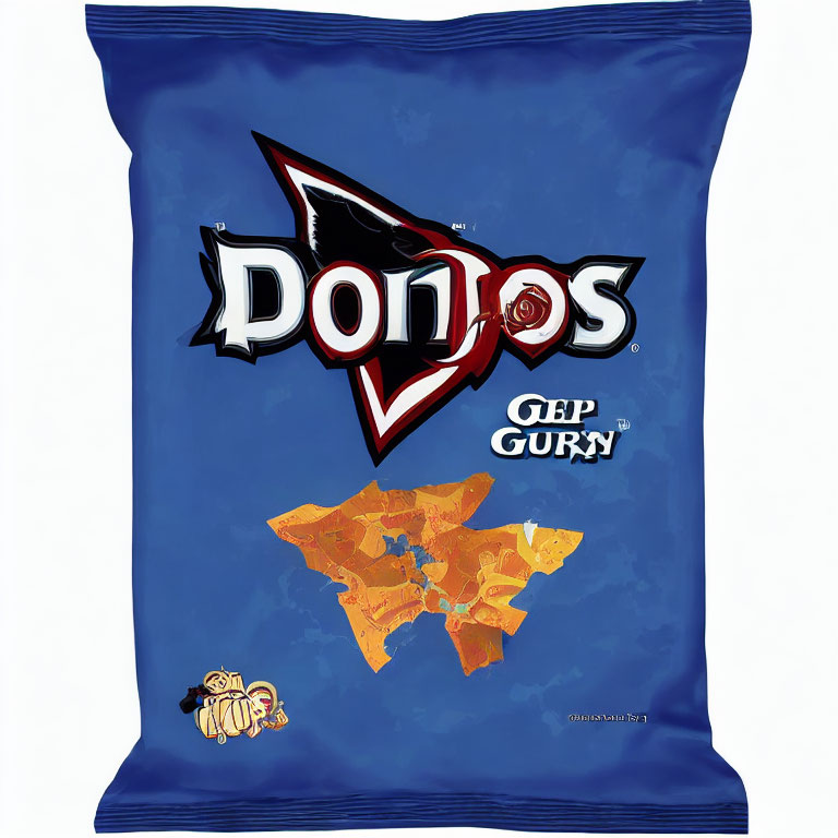 Blue Doritos Bag with "Get Corny" Logo and Corn Chips Illustration