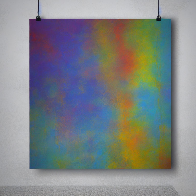 Vibrant Abstract Painting with Blue, Green, Orange, and Purple Hues