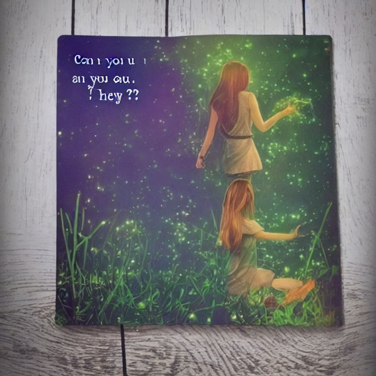 Fantasy-themed book cover with girl, glowing orb, grass, night sky