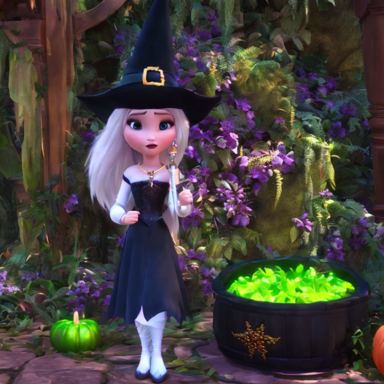 Halloween witch & pot. 