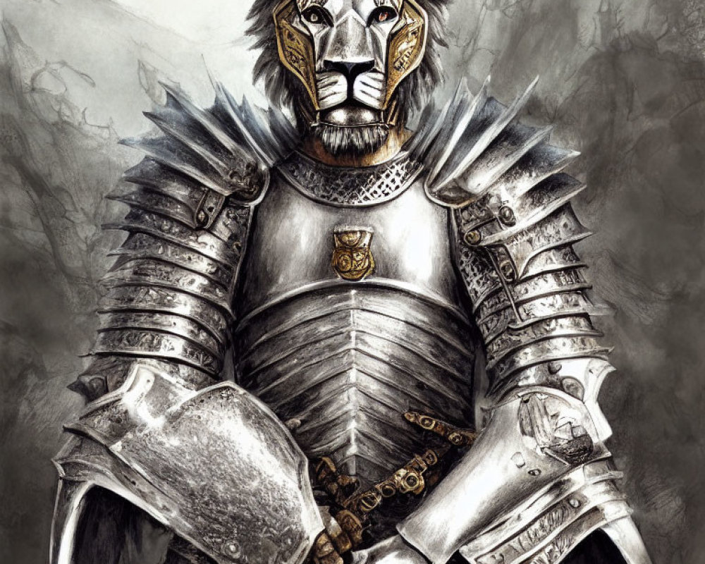 Anthropomorphic Lion in Medieval Armor with Sword