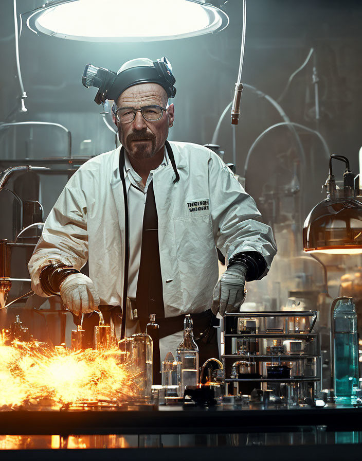 Walter White aka Heisenberg working in his lab