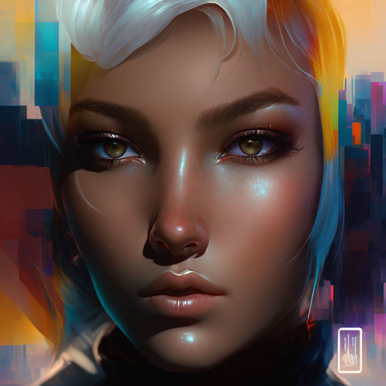 Striking eyes and ombre hair in digital portrait