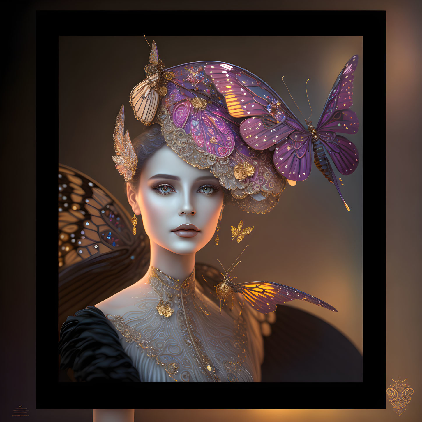 "Pretty woman with butterflies"
