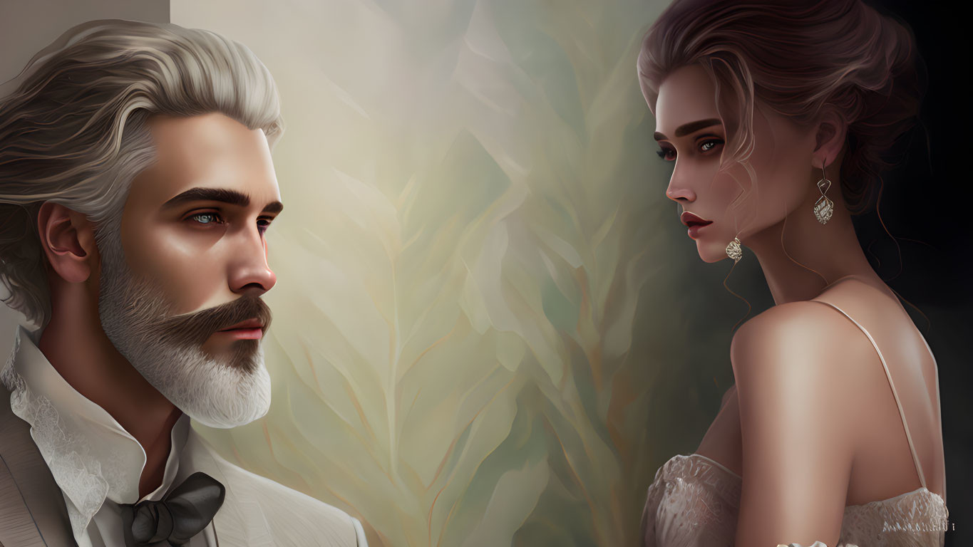 Elegant couple in formal attire digital painting