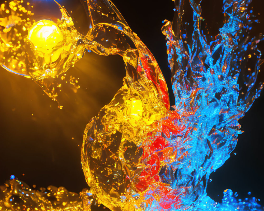 Colorful Water Splash with Bright Lights Display