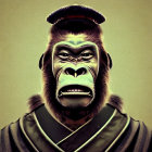 Stylized illustration of stern gorilla in traditional robe