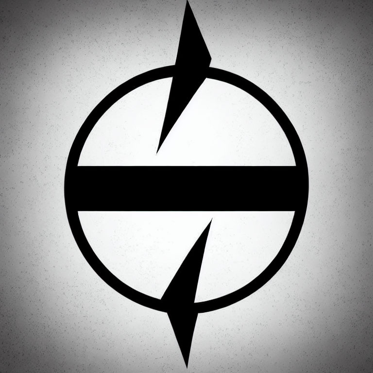 Black lightning bolt symbol in circle with horizontal line on grey background.
