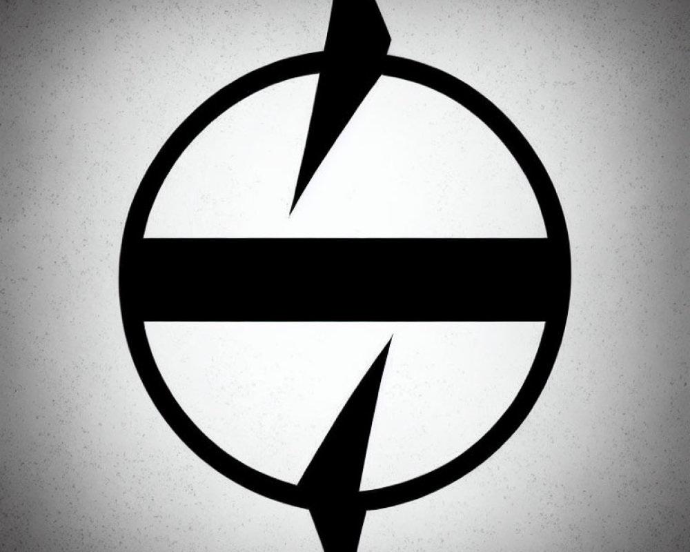 Black lightning bolt symbol in circle with horizontal line on grey background.
