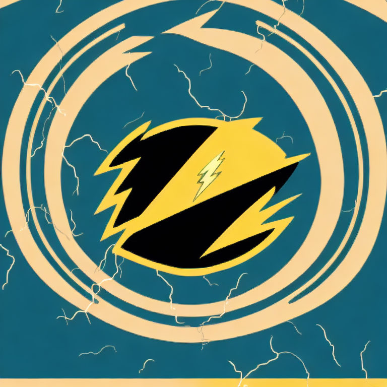 Yellow and Black Lightning Bolt Emblem on Blue and Tan Circles