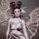 Whimsical fairy with intricate wings in enchanted forest