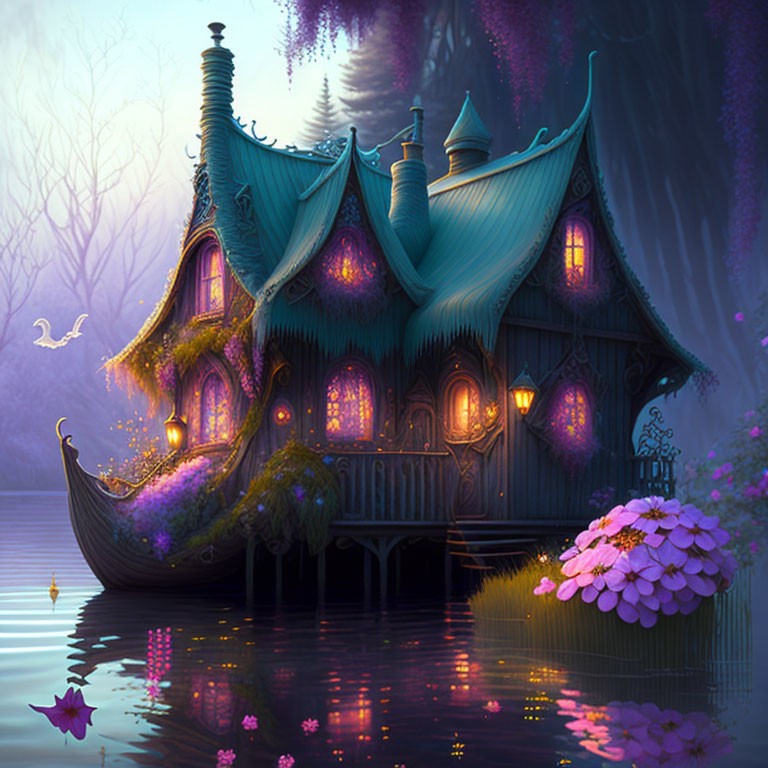 << Magic Floating House on water >> 