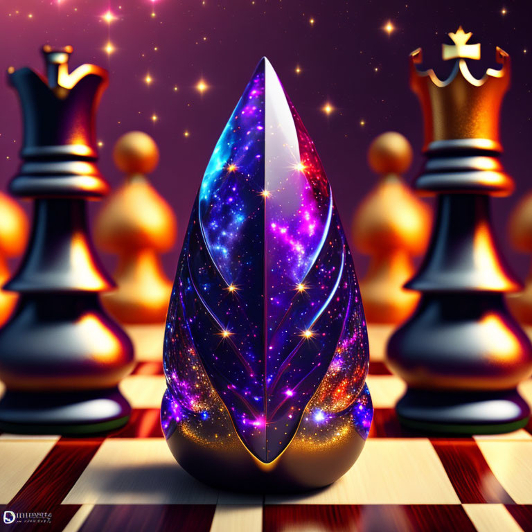 chess art ♟ galaxy stone