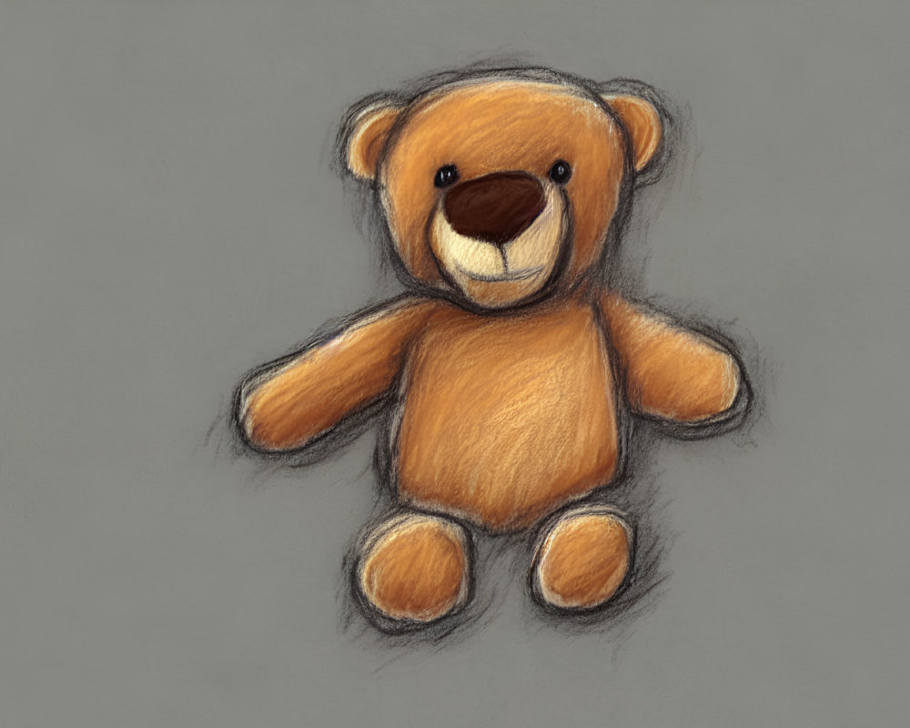 Soft brown teddy bear illustration on gray background