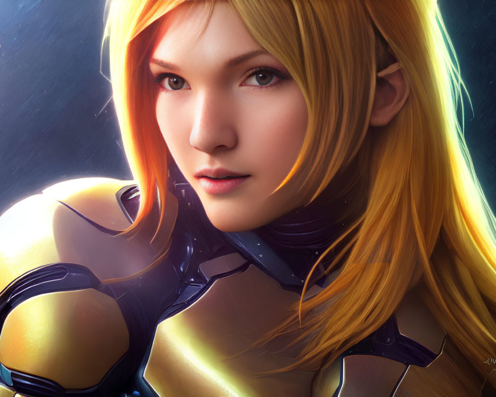 Blonde-Haired Woman in Futuristic Yellow Armor Suit