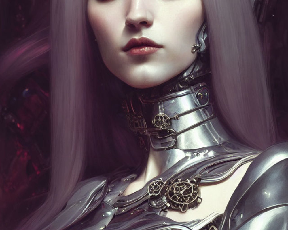 Silver-armored female figure with long white hair and green eyes.