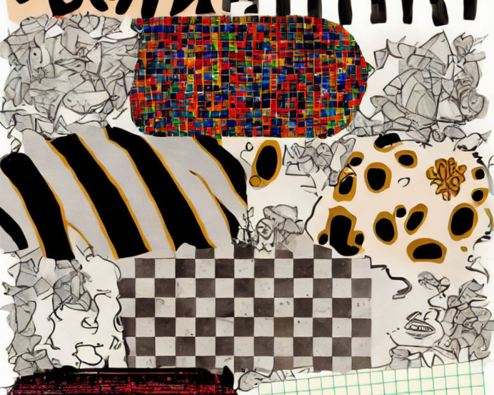 Abstract Collage of Patterns, Textures, and Designs
