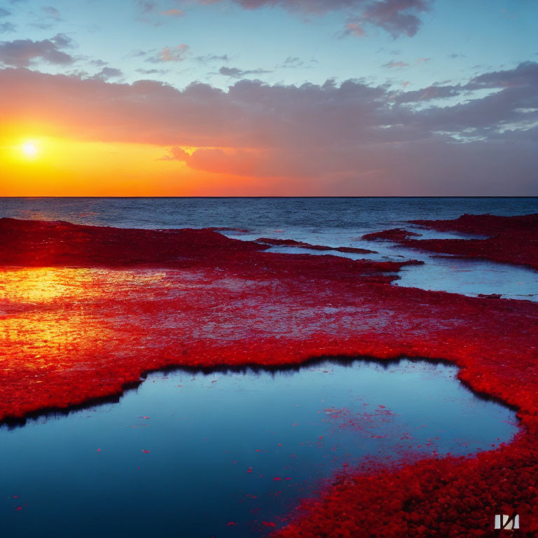 Red polluted sea