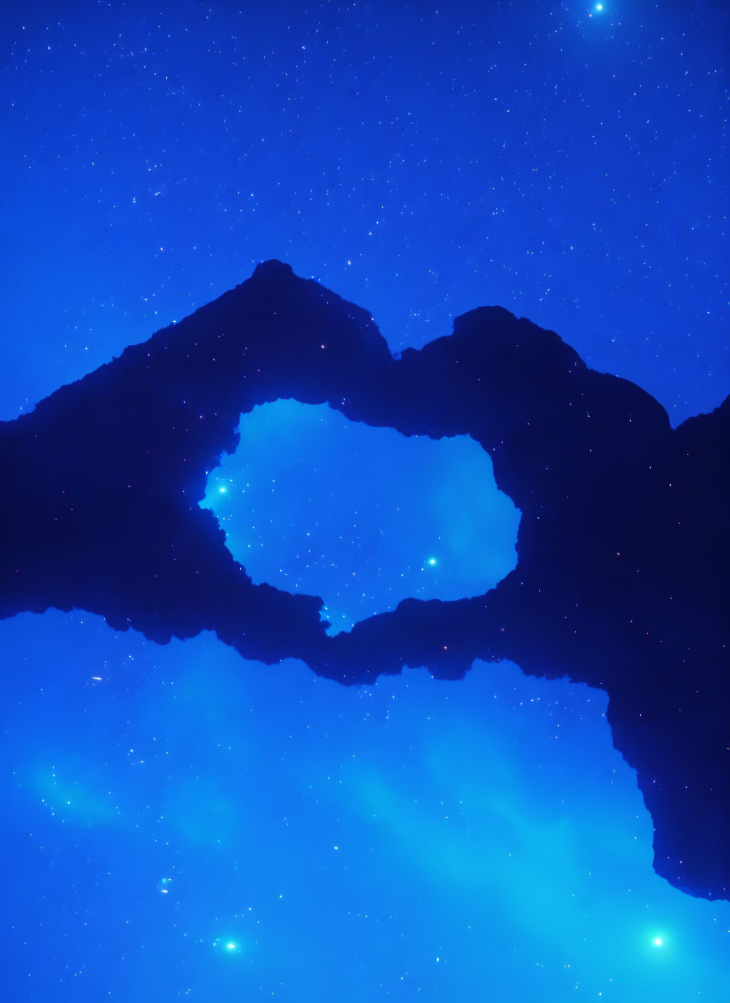Silhouette with Heart-shaped Opening on Starry Night Sky