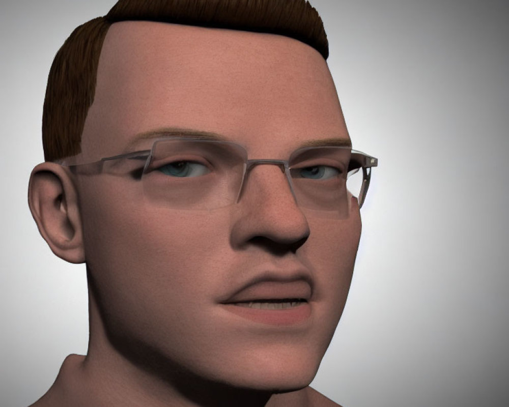 Male Figure with Glasses and Short Hair in Neutral Expression