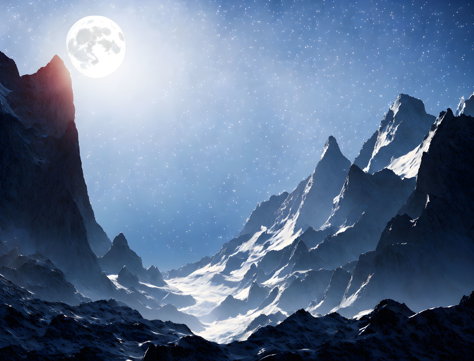 moon above the mountains