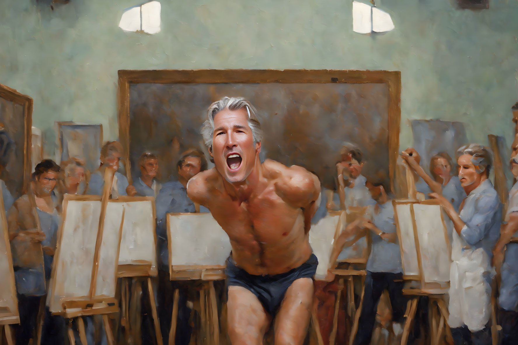 Richard Gere poses for art students 