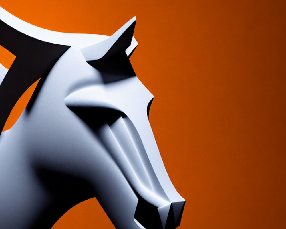 Silver Wolf Head 3D Illustration on Orange Background