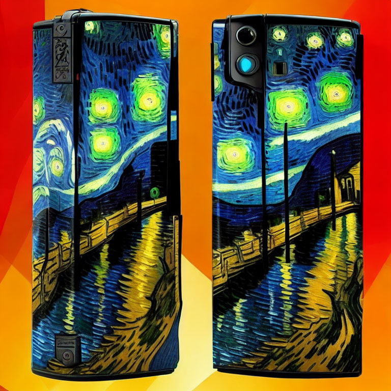 Vincent van Gogh "Starry Night" Phone Case on Orange Red Gradient