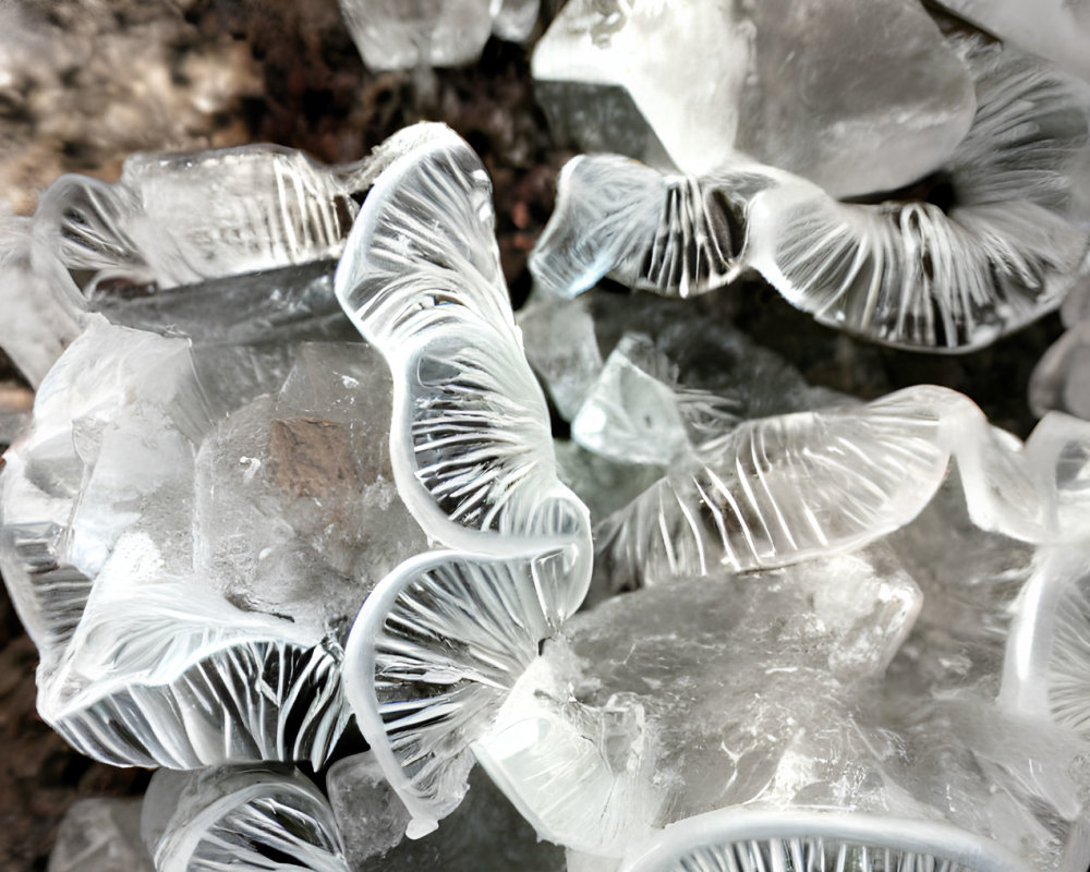 Detailed Feather-Like Ice Formations on Rocky Surface