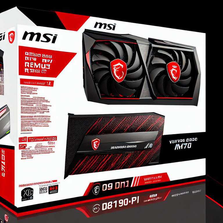 Red and Black MSI Graphics Card Packaging with Dragon Logo and Window Display