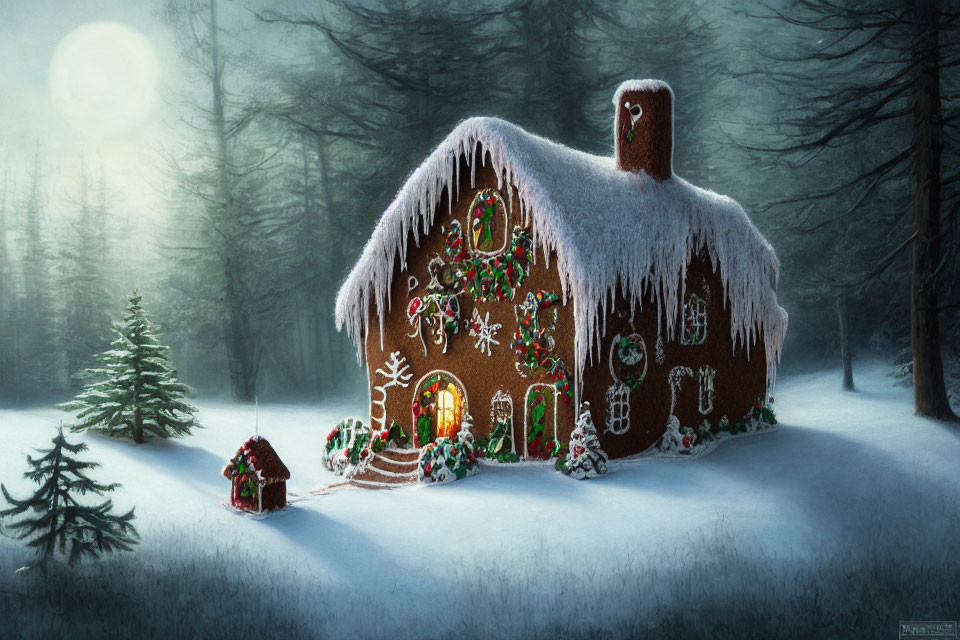 Whimsical Gingerbread House with Icing and Candy Decorations