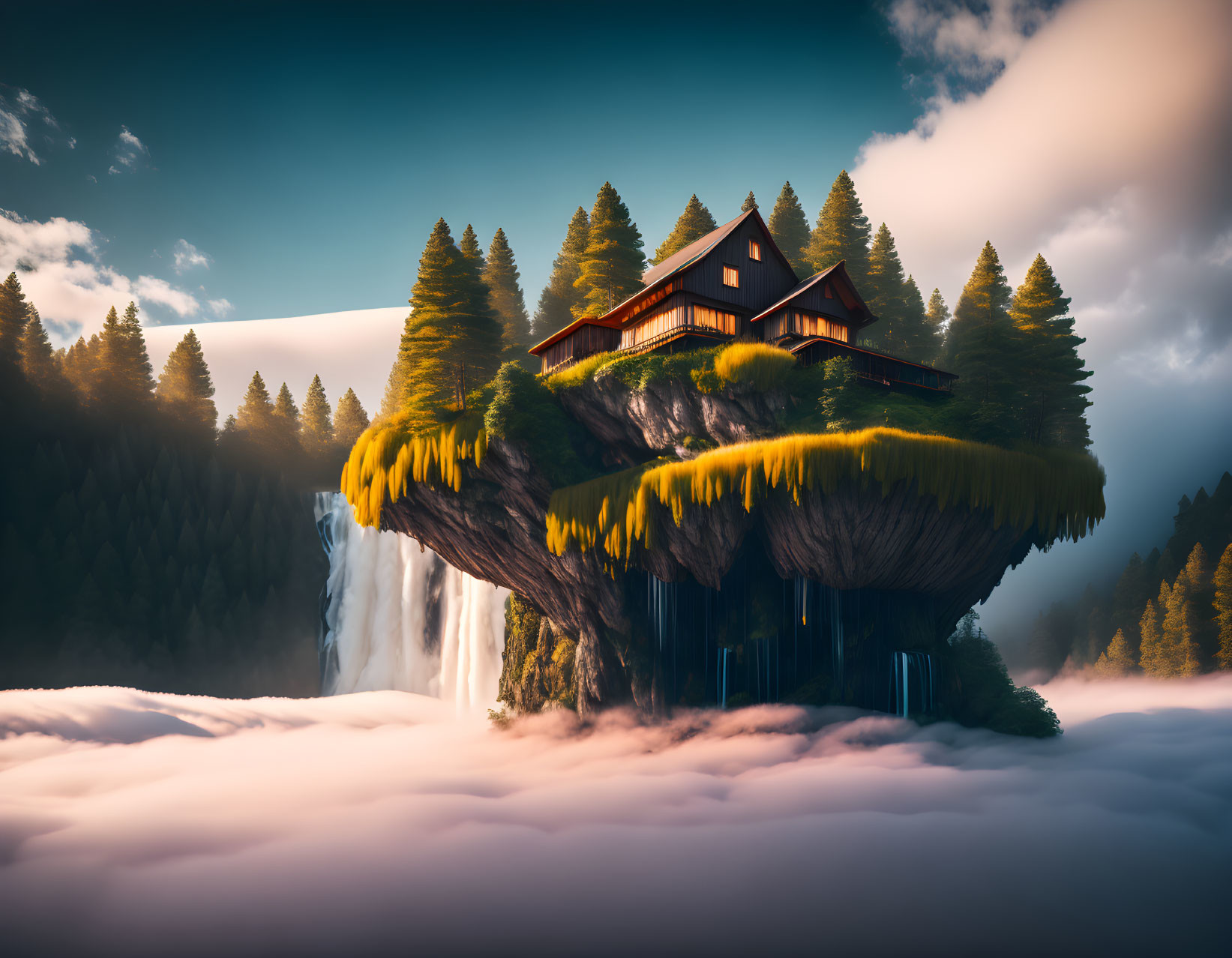 Floating island in the clouds