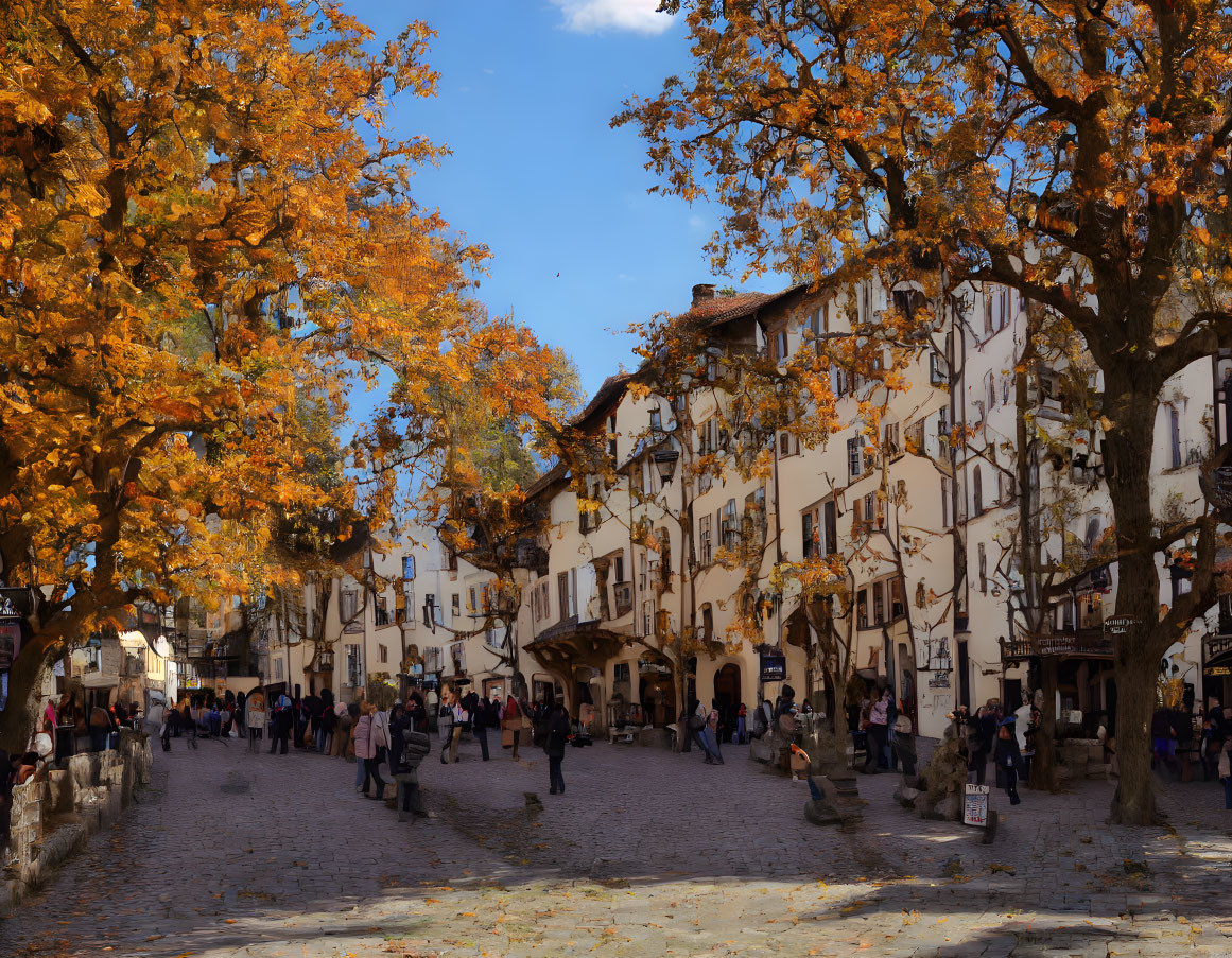 A picturesque medieval town in autumn
