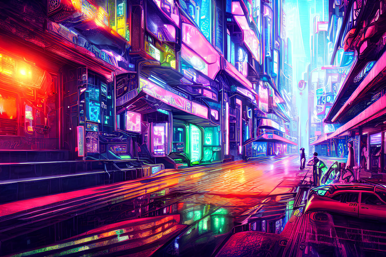 Cyberpunk city street