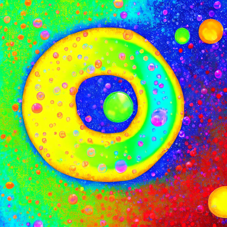 Abstract Circular Pattern with Multicolored Rings and Bubbles