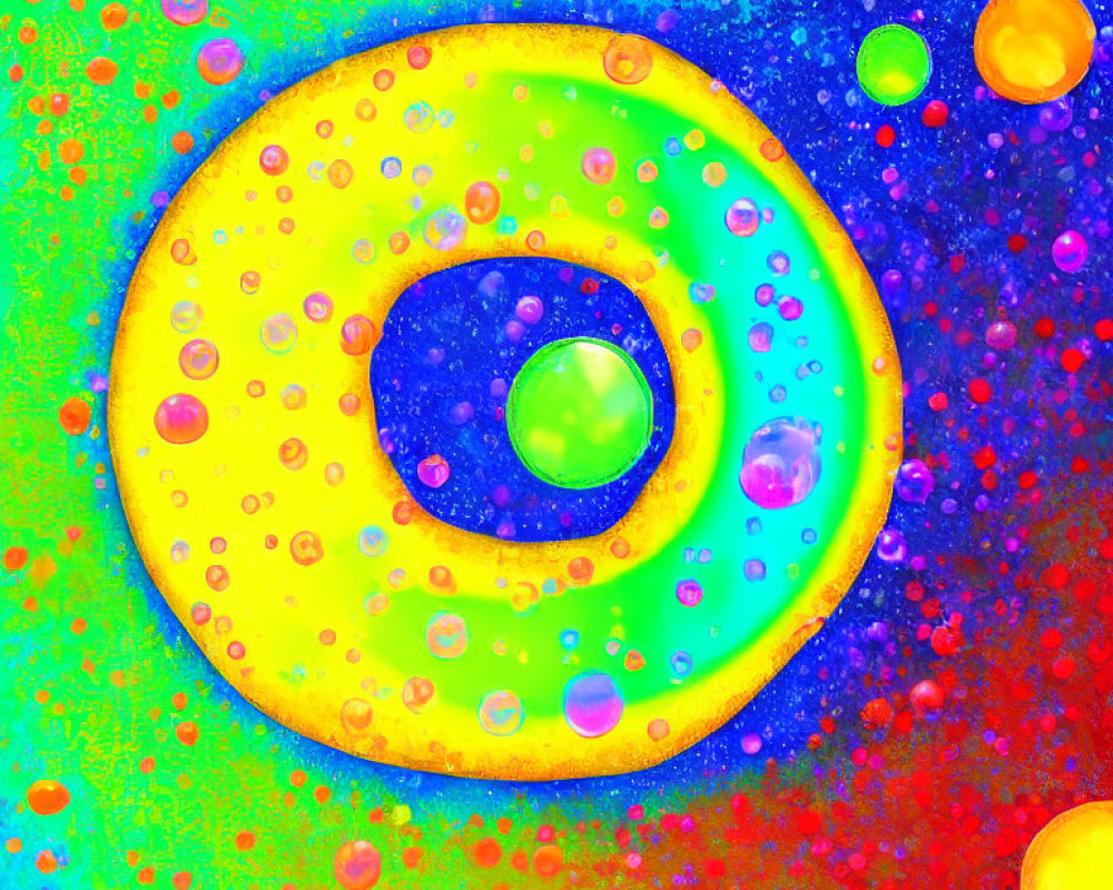 Abstract Circular Pattern with Multicolored Rings and Bubbles