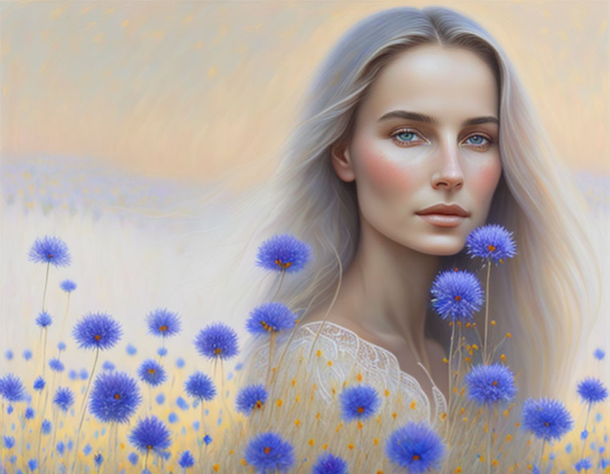 girl with cornflowers