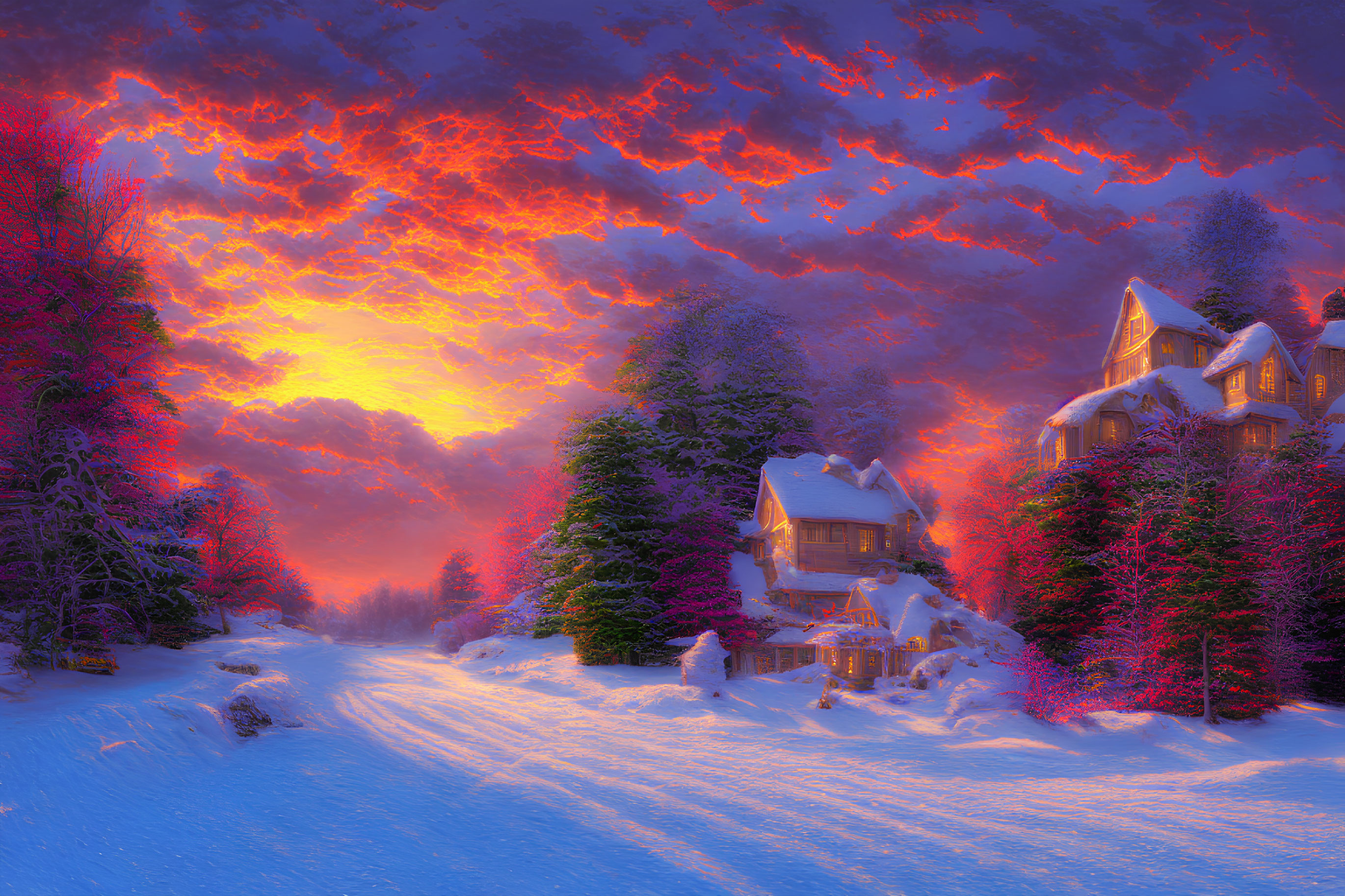 Red Sky Over Snow