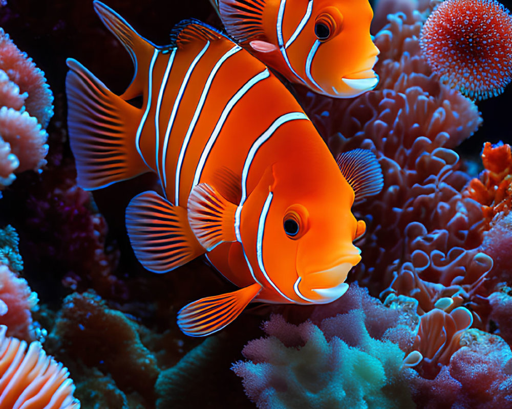 Colorful Clownfish in Vibrant Coral Reef Environment