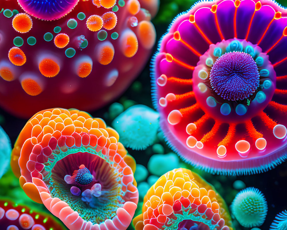 Colorful Coral-Like Structures with Intricate Patterns and Textures