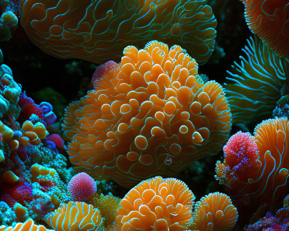 Colorful Coral Reef Displaying Neon-Like Patterns