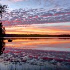 Serene Lake Sunrise with Orange Reflections