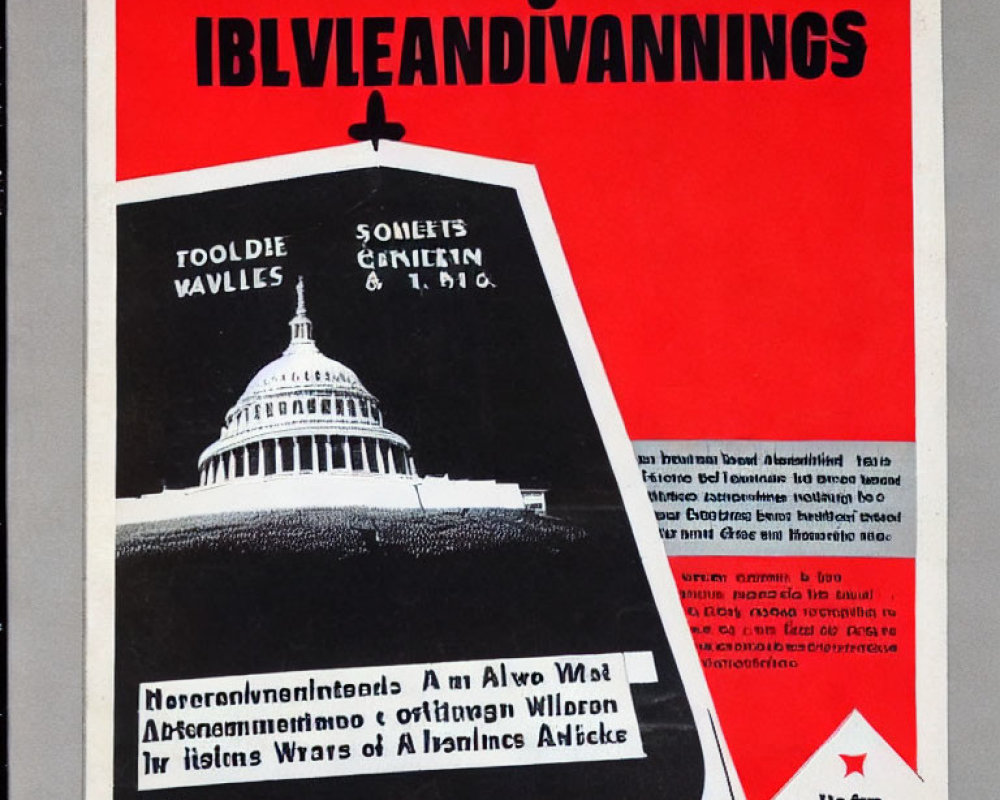 Vintage Swedish poster with red, black, and white colors and US Capitol Building image