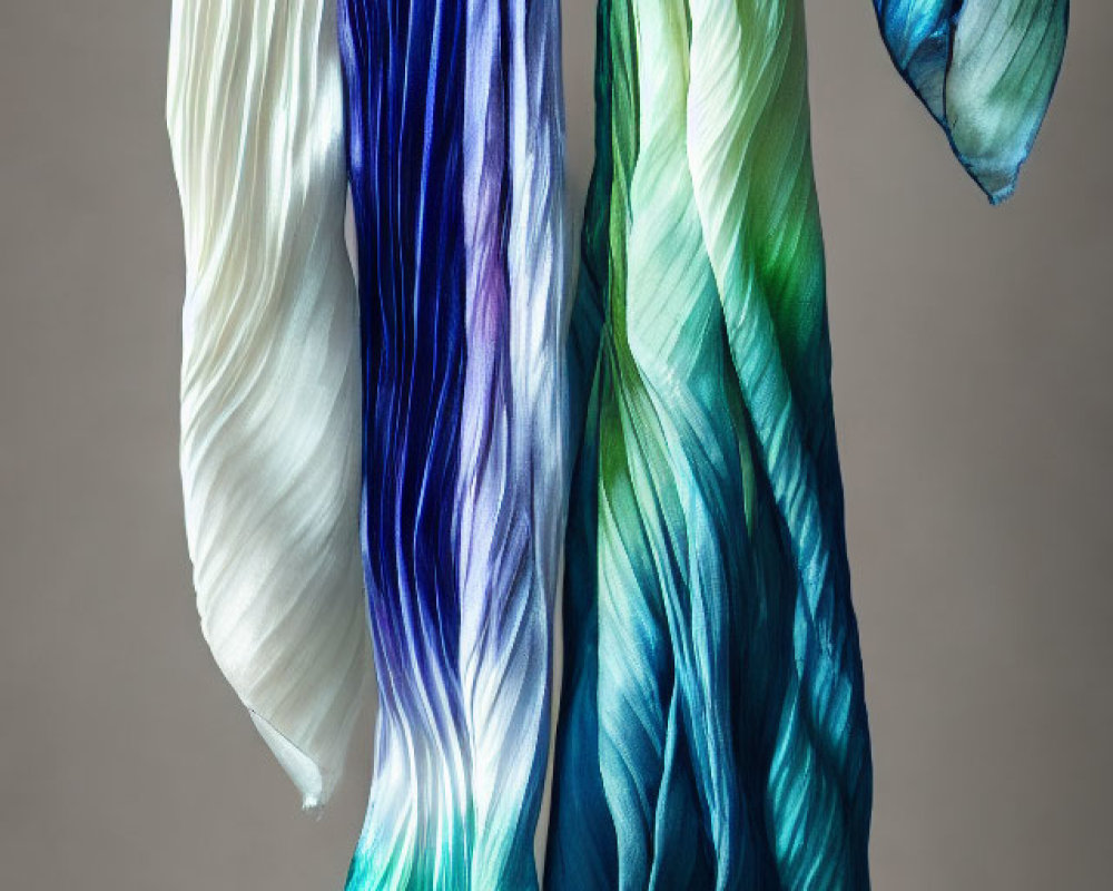 Elegant Ombre Scarves in White, Blue, and Green